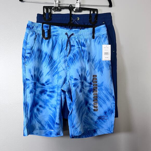 Eddie Bauer Boys Swim Shorts XL 14/16 Blue Tie Dye & Navy 2 Pack NWT board short - Picture 2 of 10